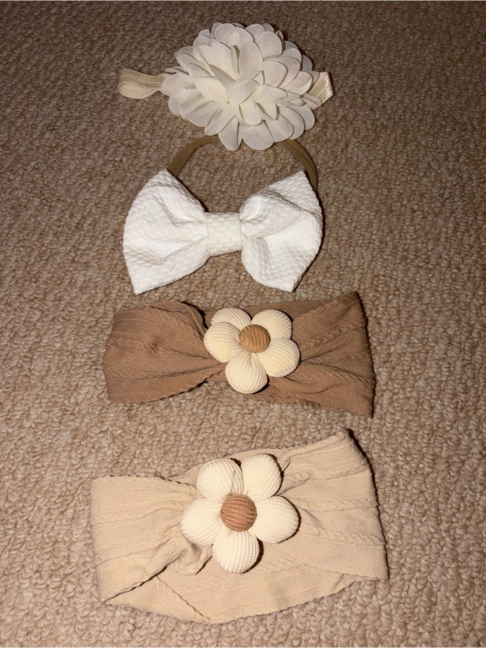 Neutral Flower & Bow Baby Headband Set - 4 Pack